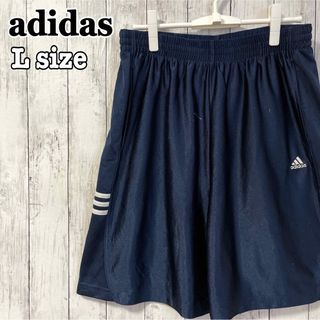 アディダス(adidas)のadidas アディダス ハーフパンツ ネイビー スリーライン Lサイズ 古着(ショートパンツ)