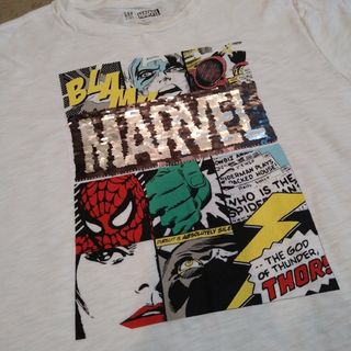 ギャップキッズ(GAP Kids)の値下げ!２枚セット！GAP　スパンコール半袖TシャツXXL　MARVEL(Tシャツ/カットソー)