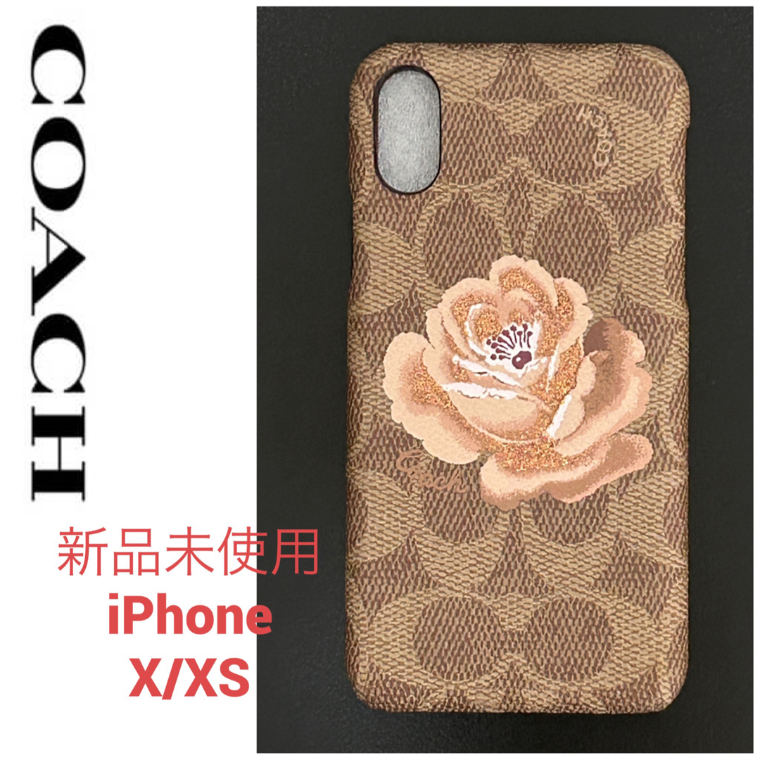 新品未使用★COACH コーチ iPhone XS／X用ケース シグネチャー 花