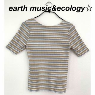 アースミュージックアンドエコロジー(earth music & ecology)のearth music&ecology☆ボーダーバックリボンTシャツ(Tシャツ(半袖/袖なし))