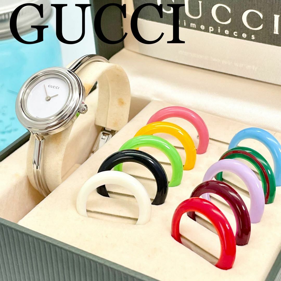 599 GUCCI グッチ時計　レディース腕時計　チェンジベゼル　シルバー　人気 | フリマアプリ ラクマ