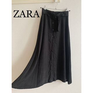 ザラ(ZARA)のZARA ベルト付きフロントボタンロングスリットスカート(ロングスカート)