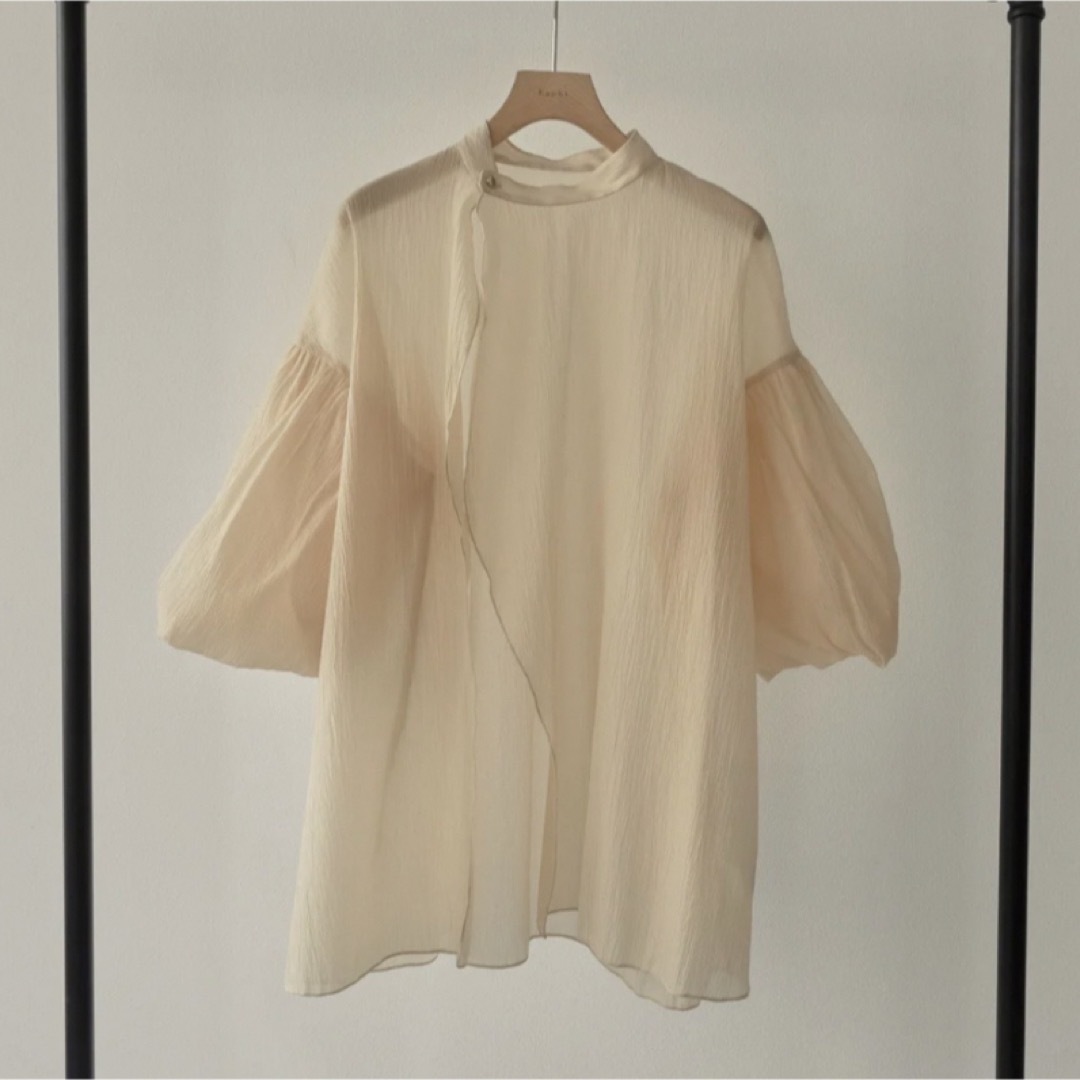 シャツ/ブラウス(長袖/七分)【Èaphi】volume sleeve sheer blouse