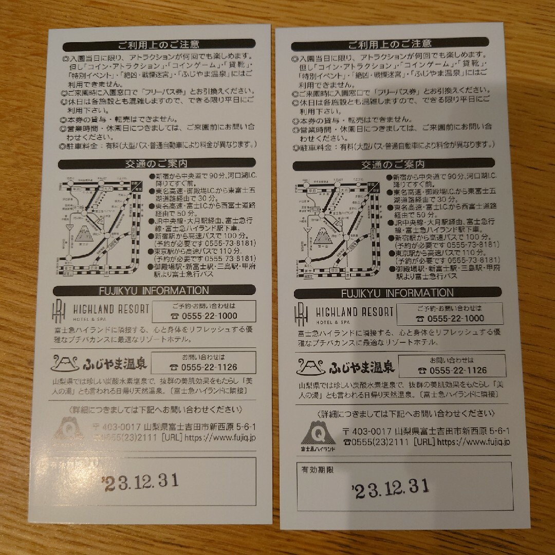 富士急ハイランド フリーパス2枚セット - 遊園地/テーマパーク