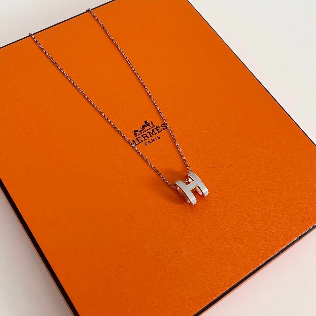エクルベージュ ほぼ新品 レア HERMES エルメス ポップH ネックレス