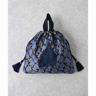 イアパピヨネ(ear PAPILLONNER)の新品 再販なし イア パピヨネ タッセル刺繍×フラミンゴ＆フラワー 巾着バッグ(トートバッグ)