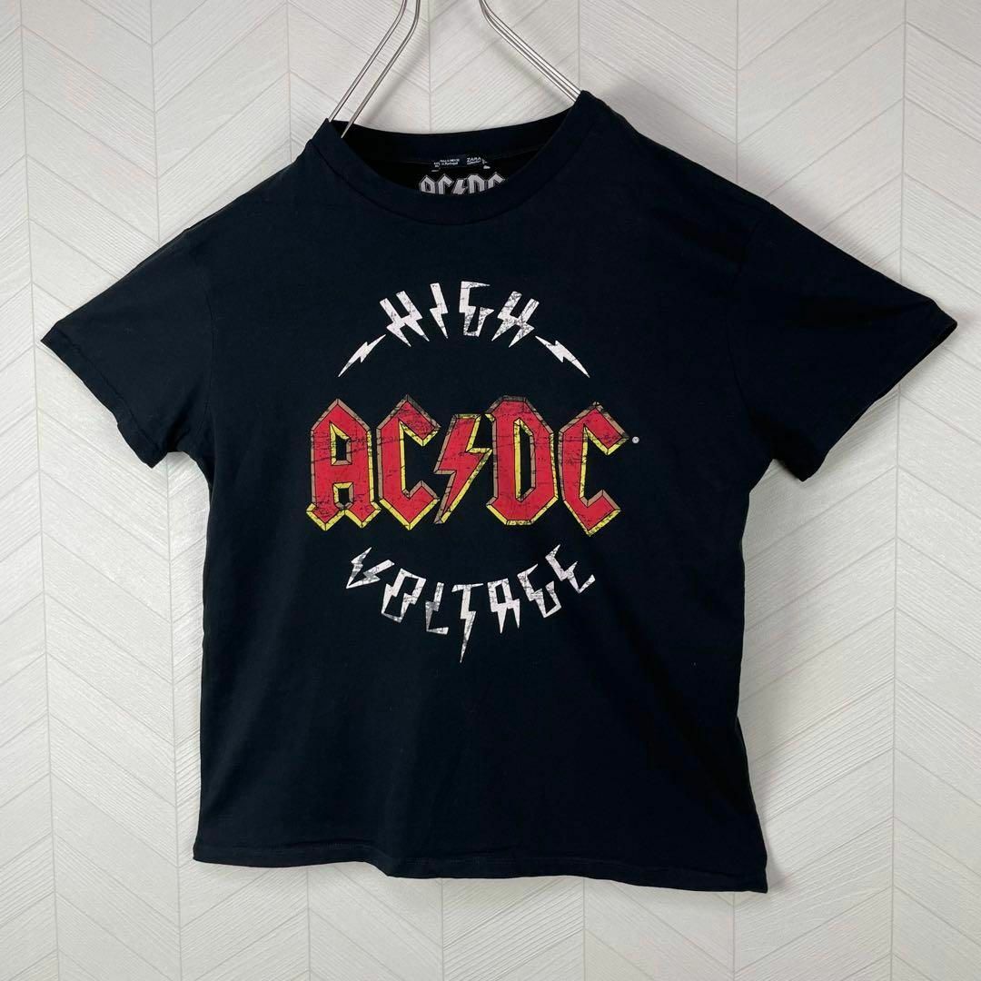 ZARA(ザラ)のACDC Tシャツ バンド バンT ロック ZARA レディース 半袖 US古着 レディースのトップス(Tシャツ(半袖/袖なし))の商品写真