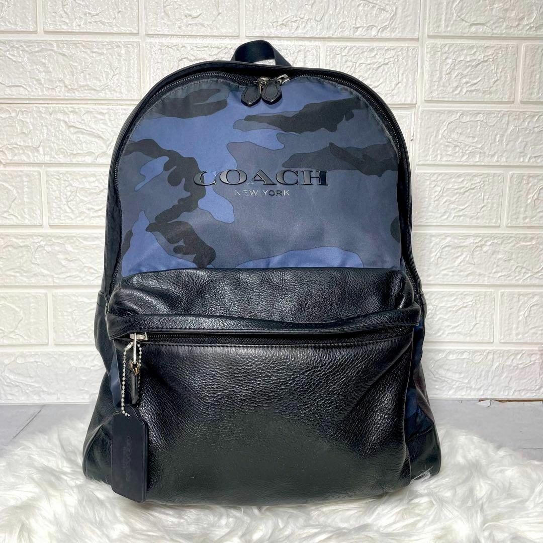 極美品・A4可】COACH リュック チャールズ シグネチャー 大容量 黒-