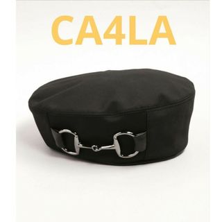 カシラ(CA4LA)のCA4LA カシラ PLAID BERET 9 プレイド ベレー帽 ブラック(ハンチング/ベレー帽)