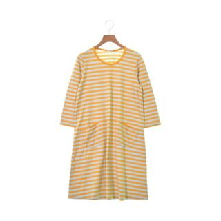 マリメッコ(marimekko)のmarimekko マリメッコ ワンピース XS オレンジx水色(ボーダー) 【古着】【中古】(ひざ丈ワンピース)