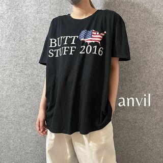 アートヴィンテージ(ART VINTAGE)の【Butt Stuff】星条旗 BIG プリント ルーズ 黒 Tシャツ XL(Tシャツ/カットソー(半袖/袖なし))