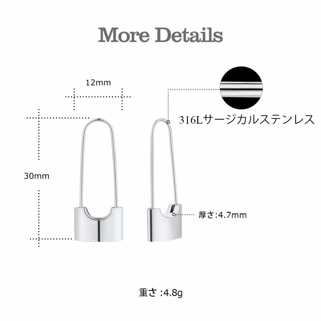 【色: ピアス】FOCALOOK ステンレス ピアス レディース 人気 シルバー 3