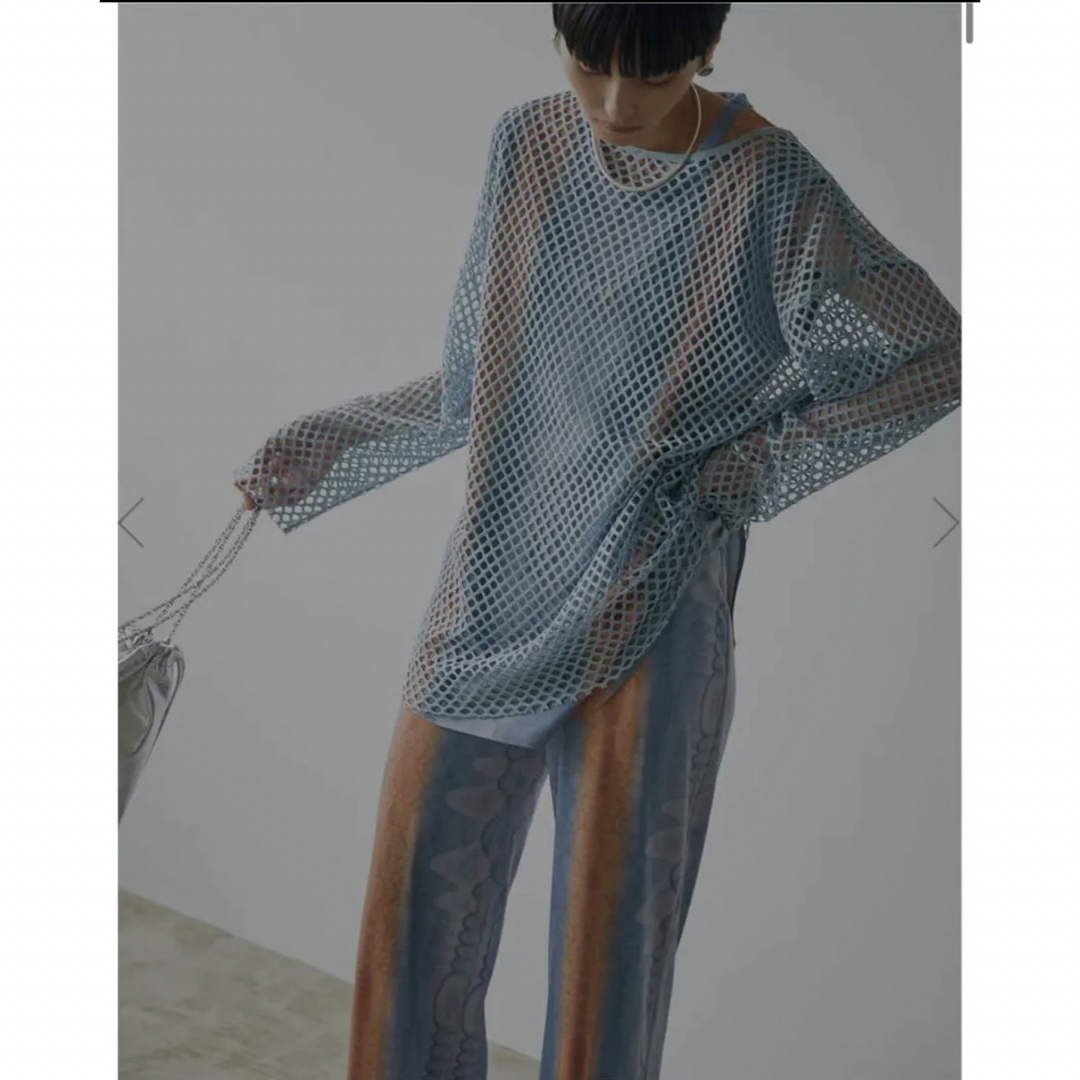 Ameri VINTAGE(アメリヴィンテージ)のMEDI WAVE PATTERN MESH TOP レディースのトップス(Tシャツ(半袖/袖なし))の商品写真