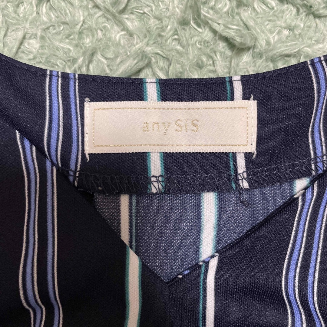 anySiS(エニィスィス)のトップス　フレンチスリーブ　ネイビーストライプ レディースのトップス(シャツ/ブラウス(半袖/袖なし))の商品写真