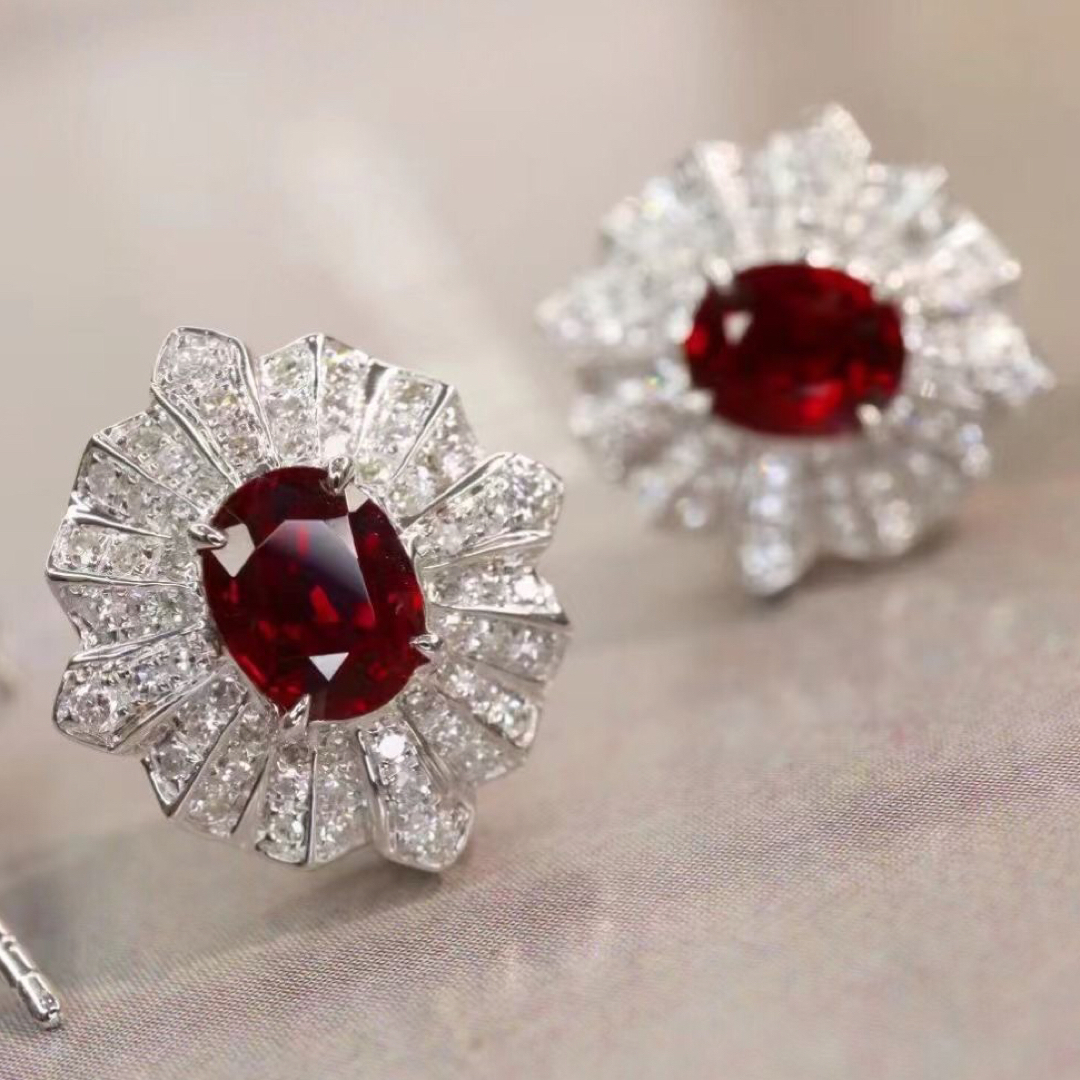 アクセサリー 天然 ルビー ダイヤ ピアス0.95ct k18 ¥ 日本最安値