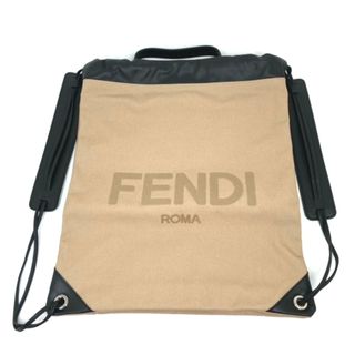 フェンディ(FENDI)のフェンディ FENDI ロゴ 7VZ057 ナップサック バックパック カバン 2WAY ハンドバッグ リュックサック キャンバス/レザー ベージュ 未使用(リュック/バックパック)