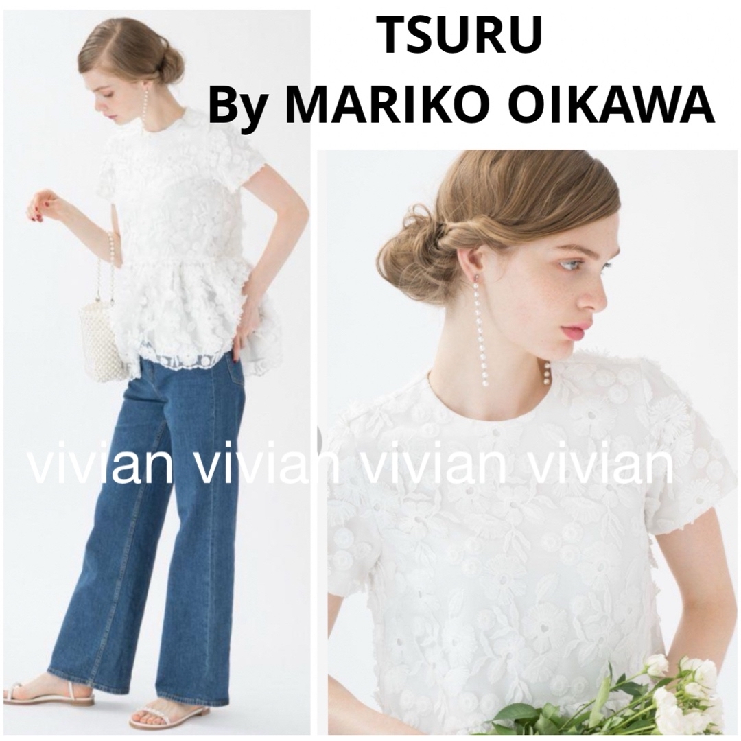 TSURU by Mariko Oikawa(ツルバイマリコオイカワ)のツルバイマリコオイカワ Primavera ホワイト レースブラウス トップス レディースのトップス(シャツ/ブラウス(半袖/袖なし))の商品写真