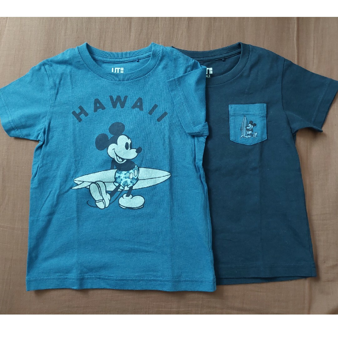 【未使用】ユニクロ UT ミッキーTシャツ 2枚セット 100 キッズ/ベビー/マタニティのキッズ服男の子用(90cm~)(Tシャツ/カットソー)の商品写真