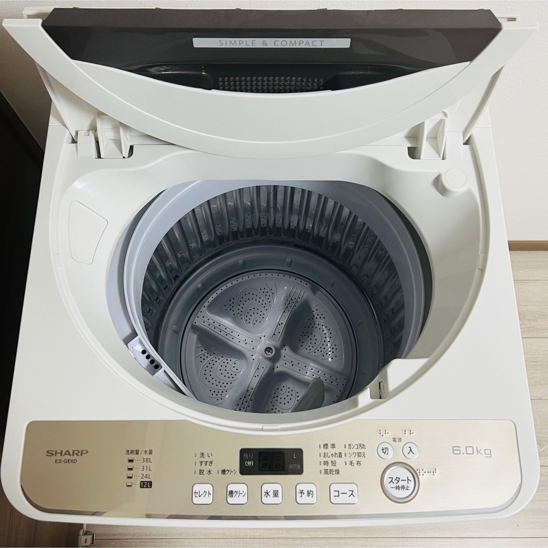 美品】SHARP 全自動洗濯機 6kg ES-GE6D-T 2020年 美品】SHARP 全自動洗濯機 6kg ES-GE6D-T 2020年