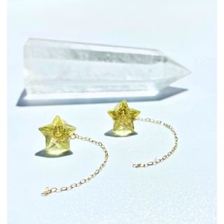 k18 スターシェイプ レモンクォーツ ピアス