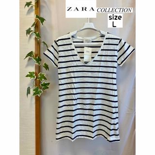 ザラ(ZARA)の◆ 未使用!! ZARA COLLECTION VネックAラインボーダーTシャツ(Tシャツ(半袖/袖なし))