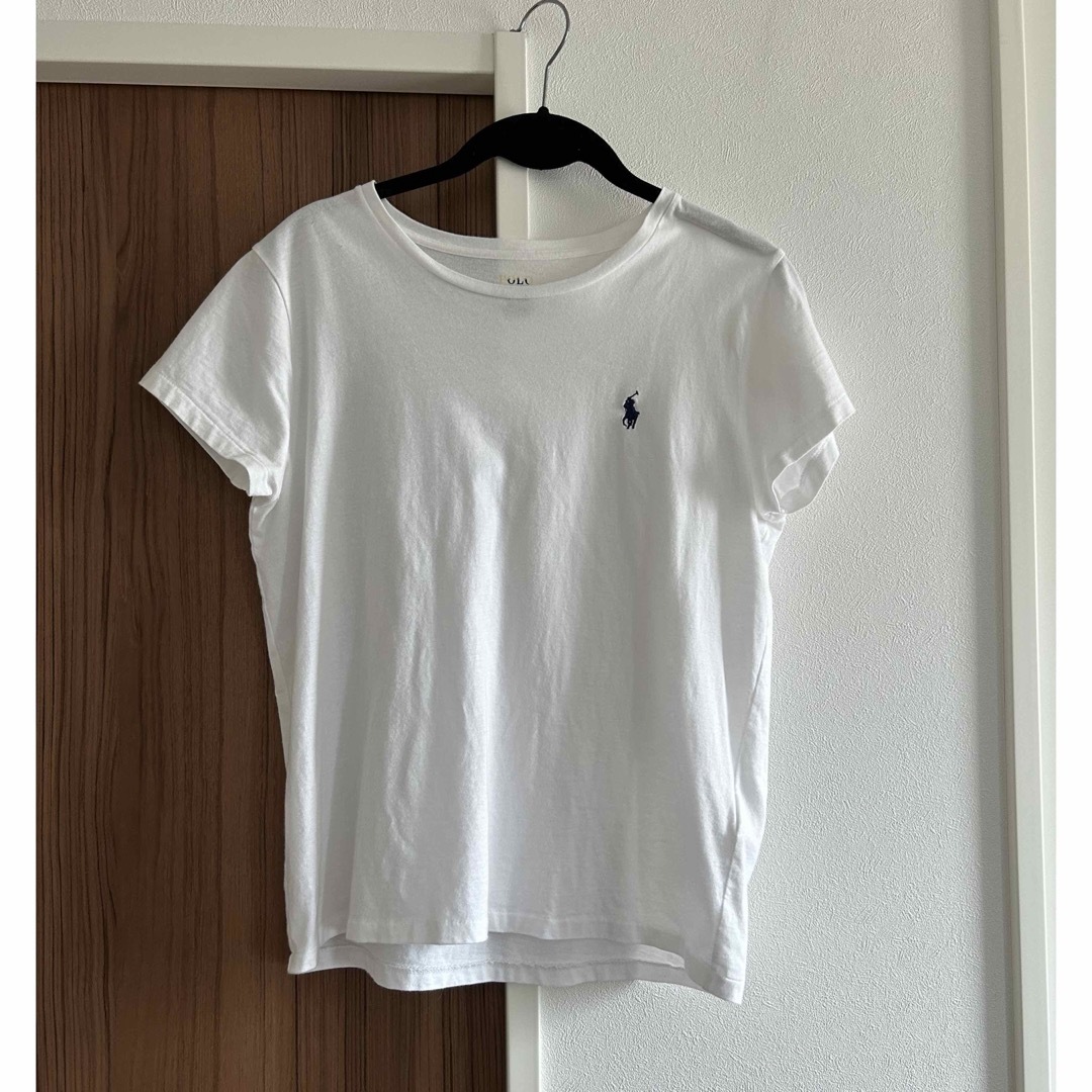 POLO RALPH LAUREN(ポロラルフローレン)のダメージありです　最終値下げ　ラルフローレン　白Tシャツ　レディースM レディースのトップス(Tシャツ(半袖/袖なし))の商品写真