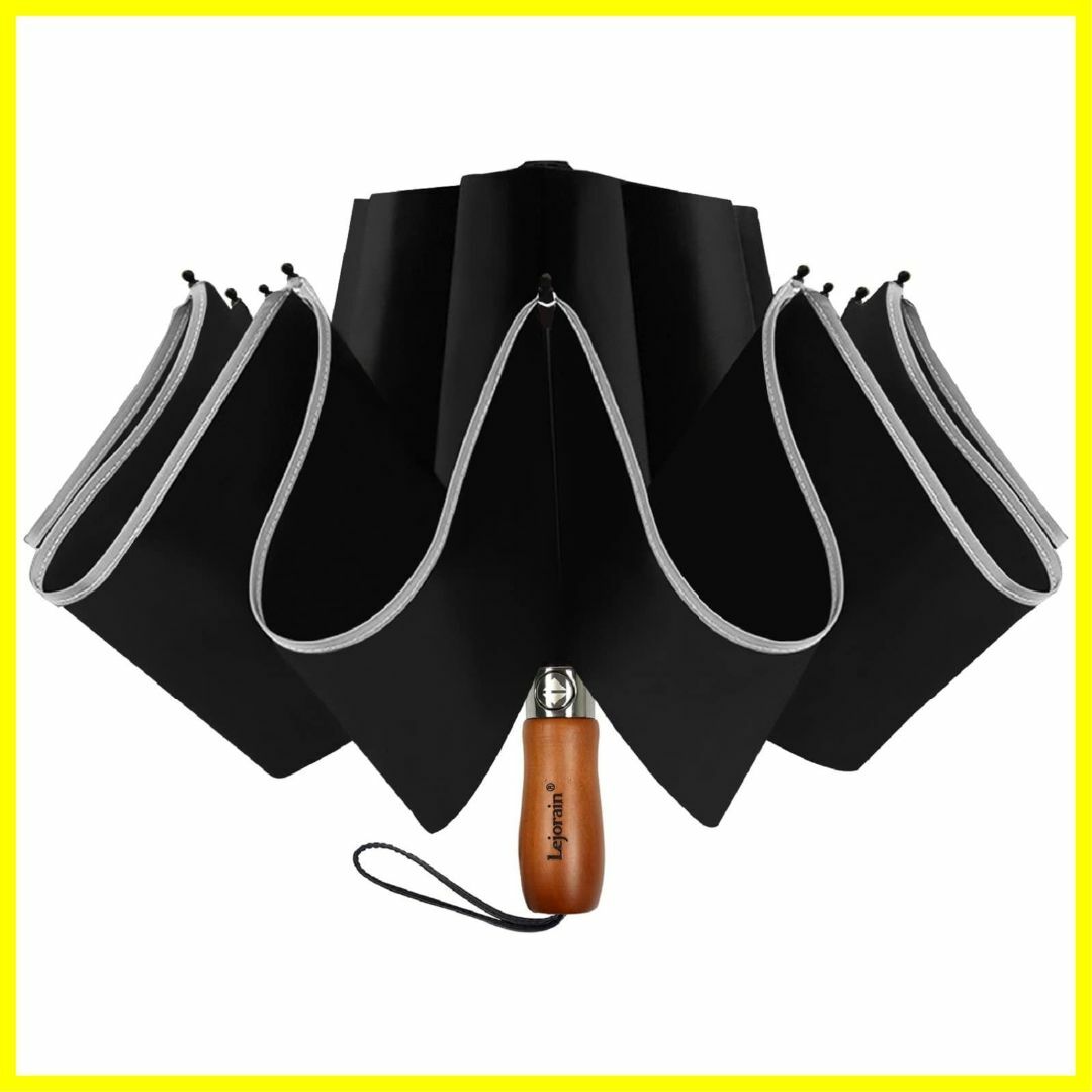 【色: ブラック】逆折り式 メンズ 折りたたみ傘 高強度10本骨 耐風 超撥水2