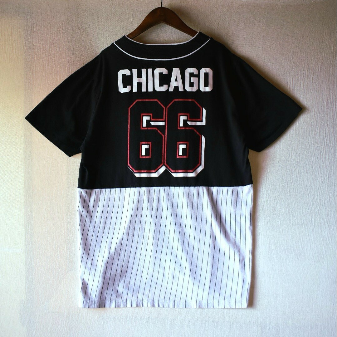 古着★NBA シカゴブルズ ワンポイントロゴ バイカラーベースボールゲームシャツ メンズのトップス(シャツ)の商品写真