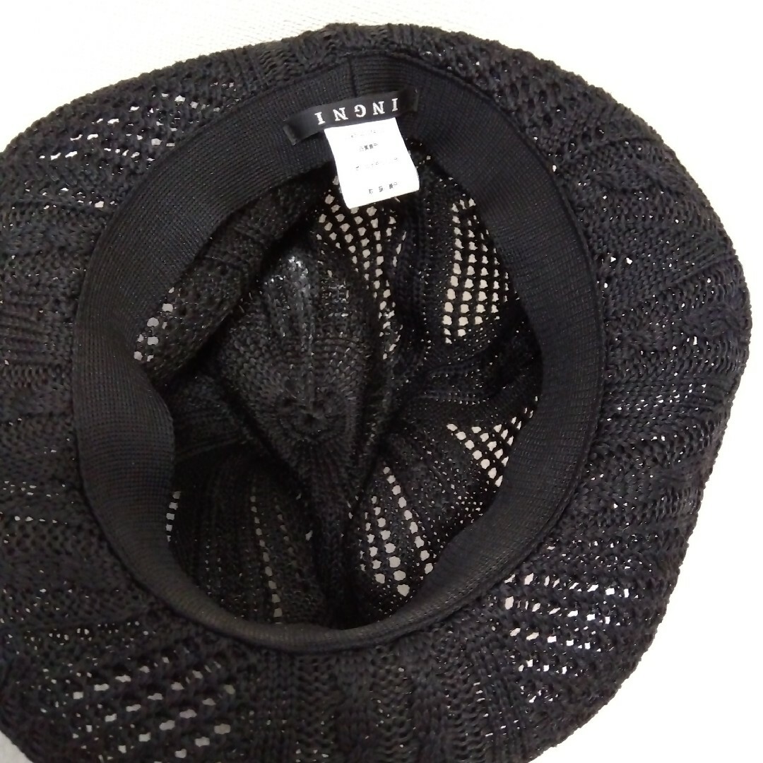 【未使用】INGNIレースハット帽子（ブラック　黒） レディースの帽子(ハット)の商品写真
