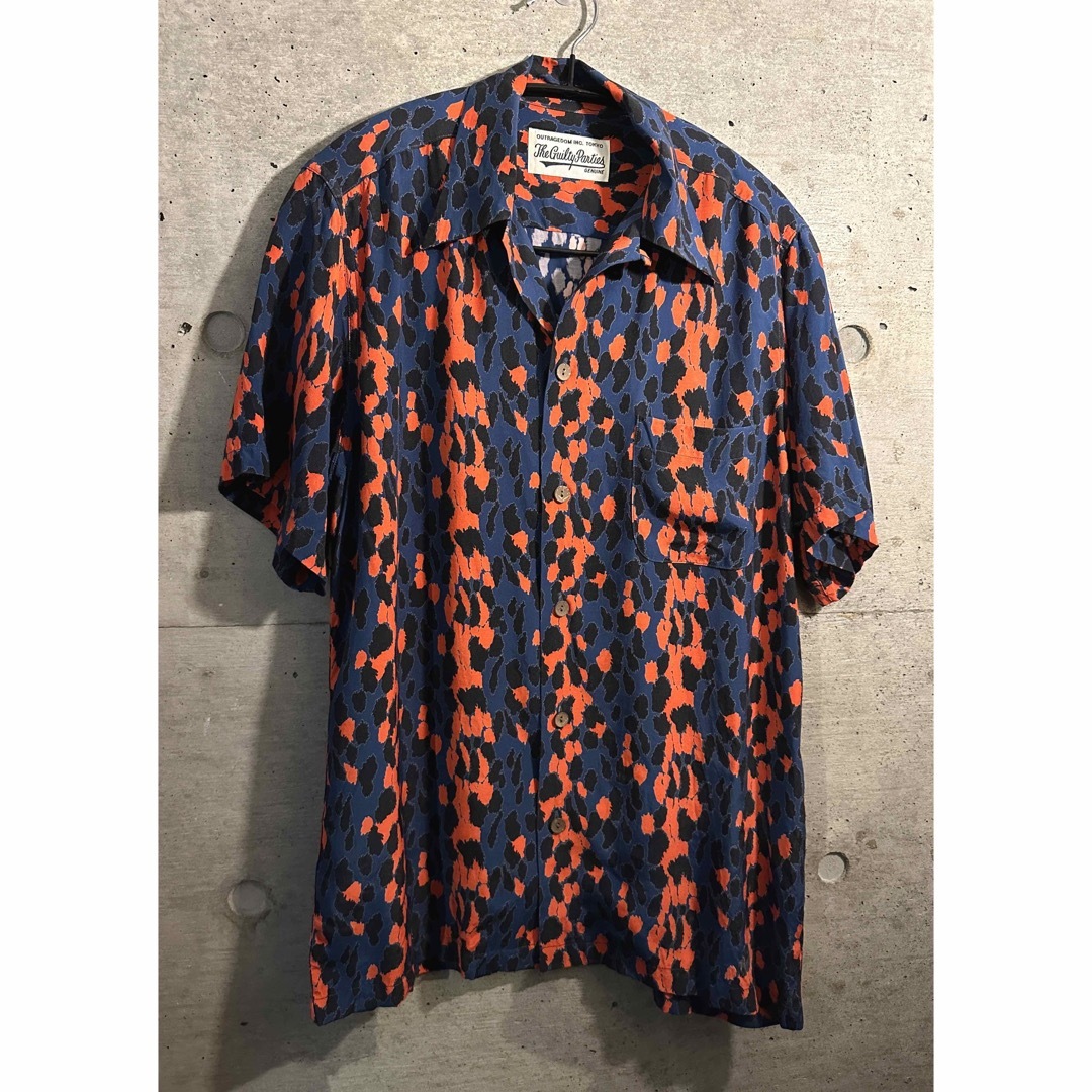 木製ボタン柄合わせ素材WACKO MARIA LEOPARD HAWAIIAN SHIRT レオパード