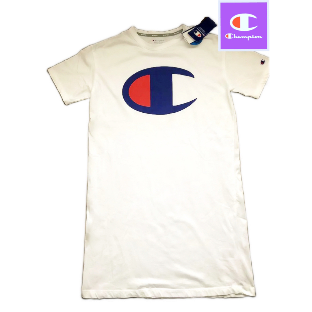 Champion(チャンピオン)のチャンピオン 新品 ビッグロゴ ロングTシャツ ワンピース パーカー ジャージ レディースのトップス(Tシャツ(半袖/袖なし))の商品写真