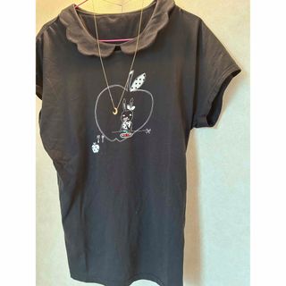 フランシュリッペ(franche lippee)の二点セット☆ うさぎ　半袖　&  フリル襟タンクトップ　ブラック(Tシャツ(半袖/袖なし))