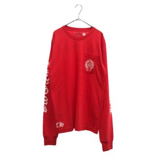 クロムハーツ(Chrome Hearts)のCHROME HEARTS クロムハーツ Red Back Scroll Logo LS Tee レッドバックスクロールロゴロングスリーブTシャツ 長袖カットソー ロンT 胸ポケット ホースシュー レッド(Tシャツ/カットソー(七分/長袖))