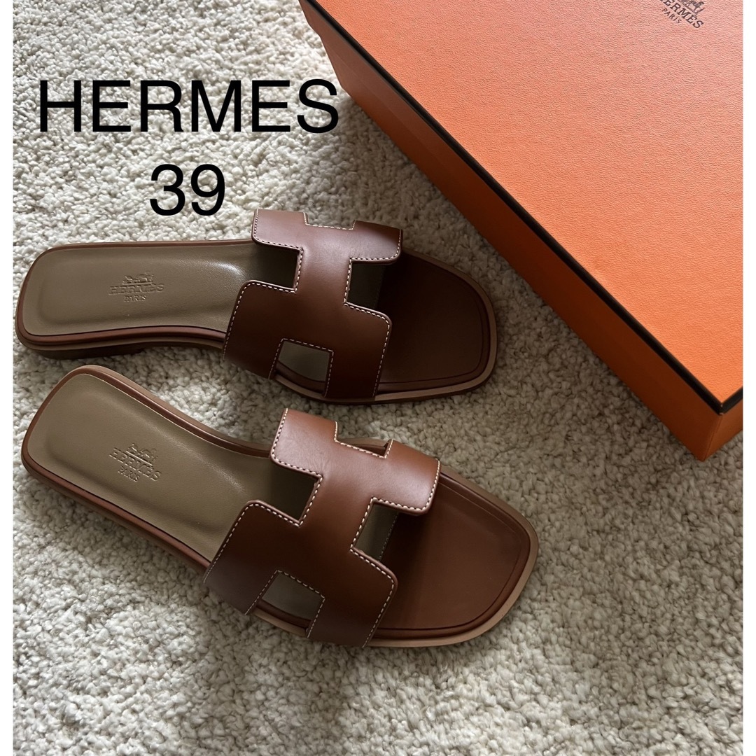 未使用】HERMES エルメス オラン ゴールド size39 - サンダル