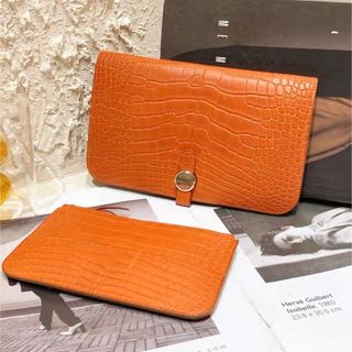 希少品】エルメス 財布 ドゴン トゴ❣️ □R刻 箱付き オレンジ HERMES