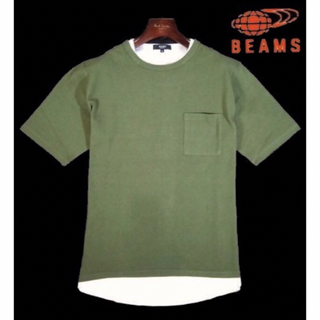 ビームス(BEAMS)の【BEAMS/ビームス】フェイクレイヤード 半袖Tシャツ ・オリーブグリーンXL(Tシャツ/カットソー(半袖/袖なし))