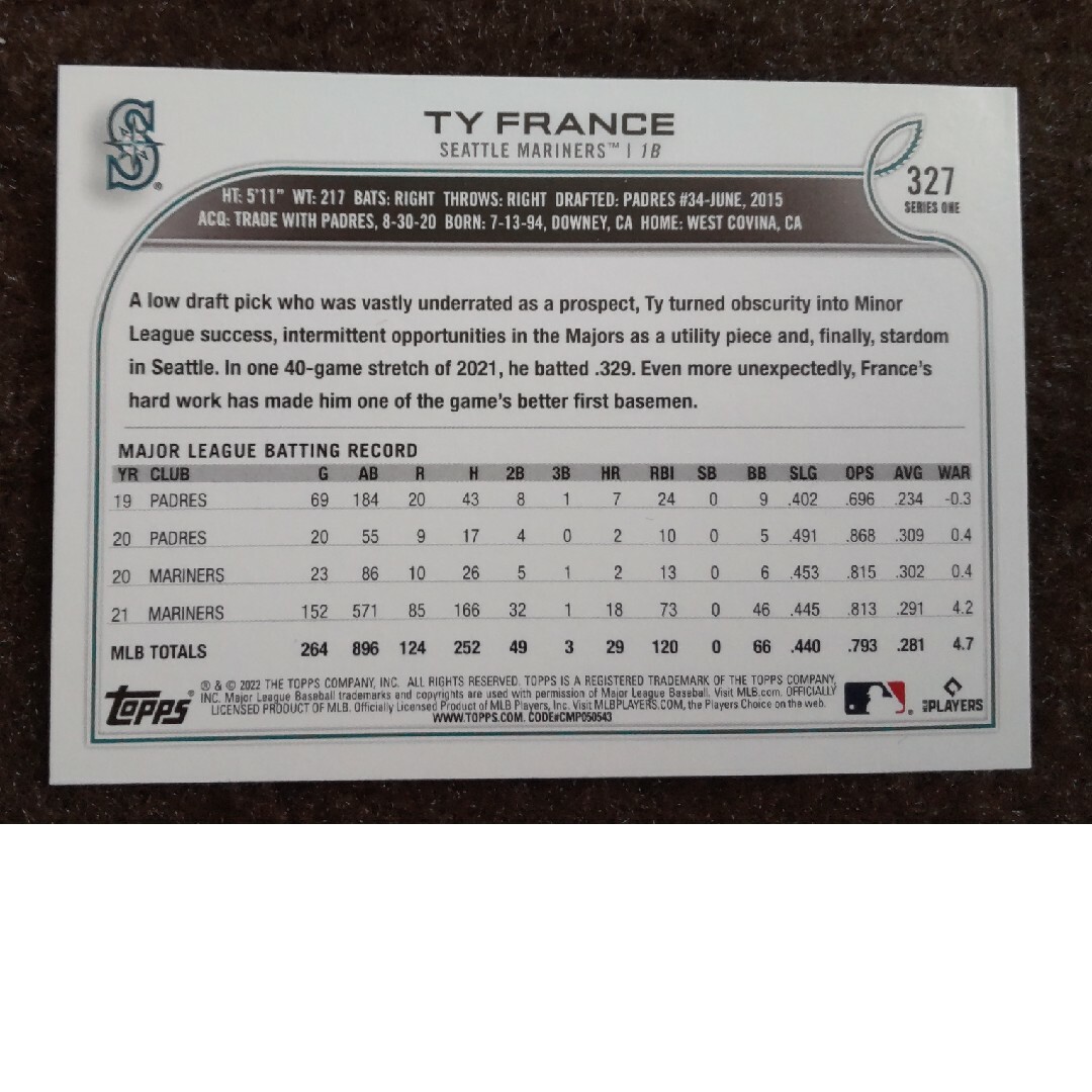MLB(メジャーリーグベースボール)のtopps MLBカード エンタメ/ホビーのトレーディングカード(シングルカード)の商品写真