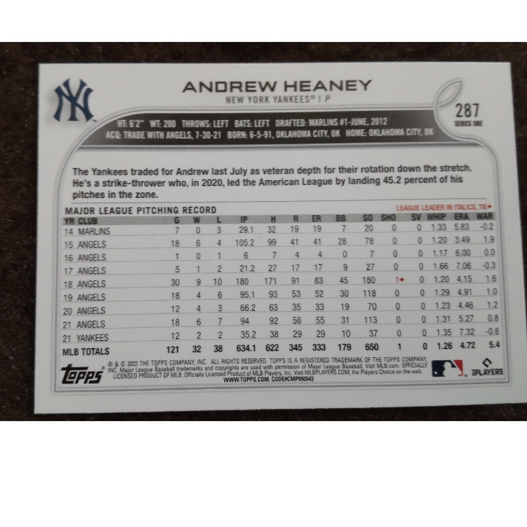 MLB(メジャーリーグベースボール)のtopps MLBカード エンタメ/ホビーのフィギュア(スポーツ)の商品写真