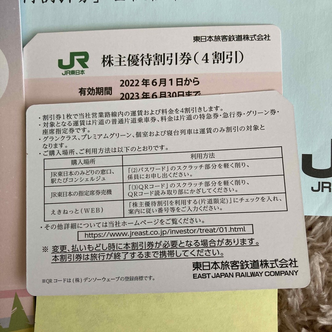 JR東日本株主優待割引券2 枚　　鉄道博物館、東京ステーションギャラリー　割引券 1