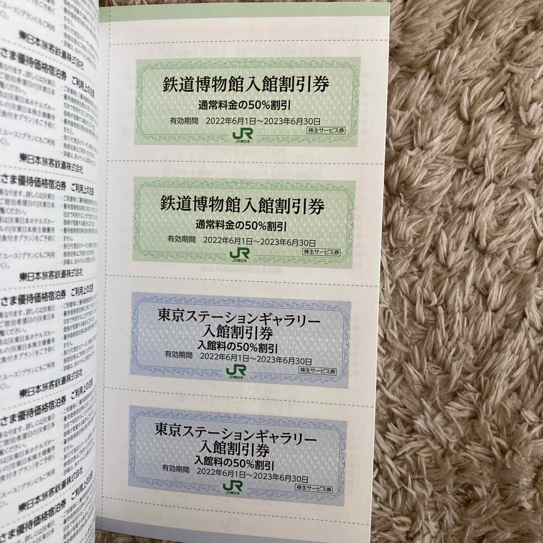 JR東日本株主優待割引券2 枚　　鉄道博物館、東京ステーションギャラリー　割引券 5