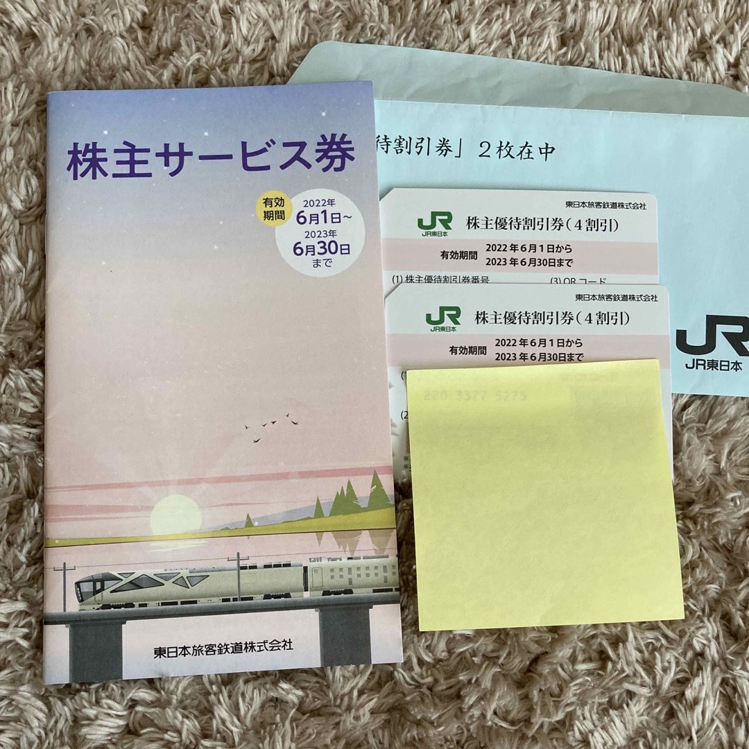 送料込、JR東日本株主優待割引券2枚おまけ付