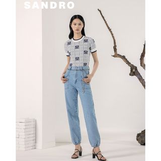 サンドロ(Sandro)の❤️Sandro23新作新品　半袖　黒白柄　ニットセーター　トップス　2色(ニット/セーター)