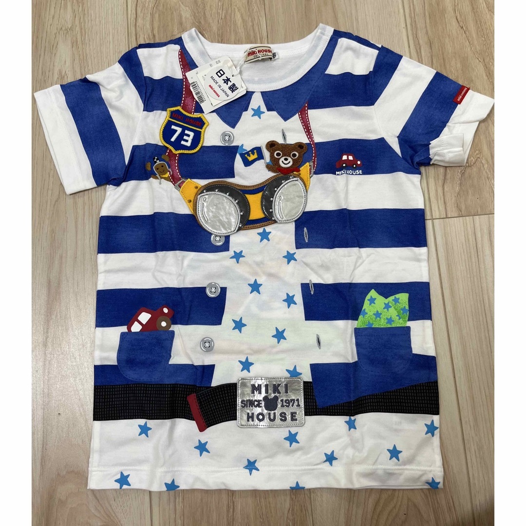 新品 ミキハウス ダブルビー 半袖Tシャツ 90cm 日本製 サスペンダー