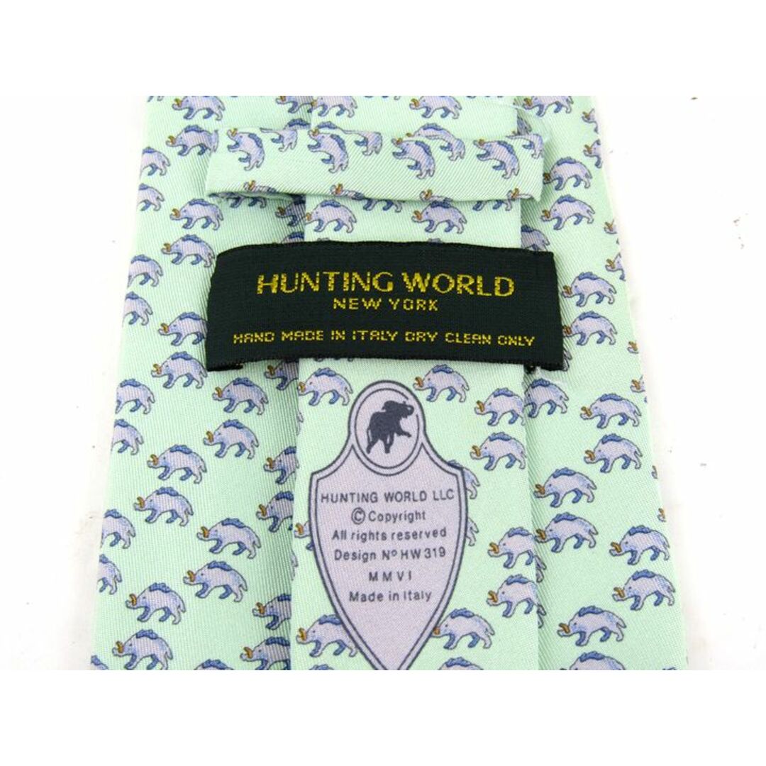 HUNTING WORLD(ハンティングワールド)のハンティングワールド ブランドネクタイ 総柄 動物柄 いのしし シルク イタリア製 ハンドメイド メンズ グリーン HUNTING WORLD メンズのファッション小物(ネクタイ)の商品写真