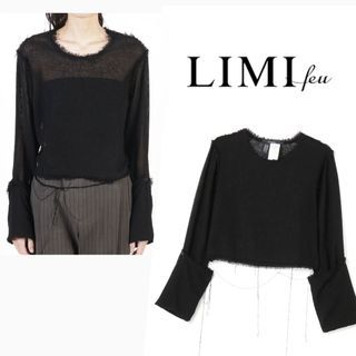 リミフゥ(LIMI feu)の【LIMI feu】新品タグ付き リミフゥ サマーニット 長袖ブラウス ホワイト(シャツ/ブラウス(長袖/七分))