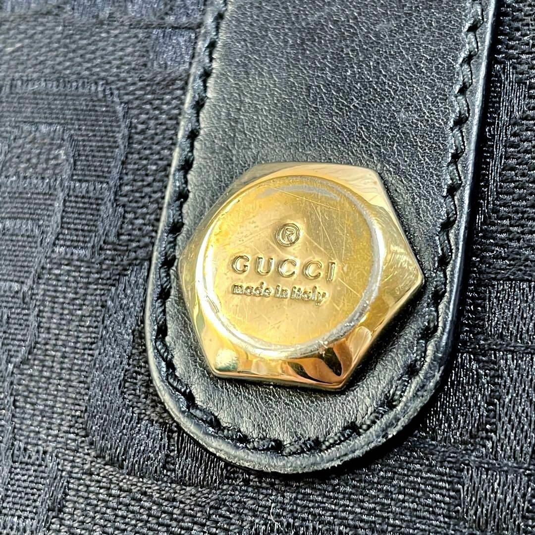 Gucci(グッチ)のグッチ GG レザー ミニ ボストン トート ハンド ショルダー バッグ 黒 レディースのバッグ(トートバッグ)の商品写真