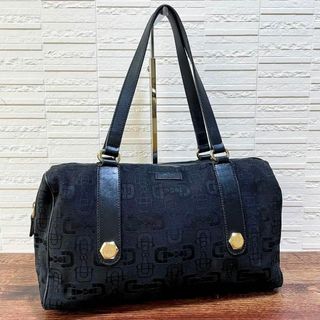 グッチ(Gucci)のグッチ GG レザー ミニ ボストン トート ハンド ショルダー バッグ 黒(トートバッグ)