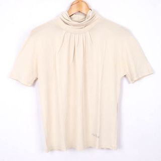 マックスマーラ(Max Mara)のマックスマーラ 半袖Tシャツ モックネック 無地 トップス カットソー ストレッチ M相当 レディース ﾌﾘｰサイズ ベージュ MAX MARA(Tシャツ(半袖/袖なし))