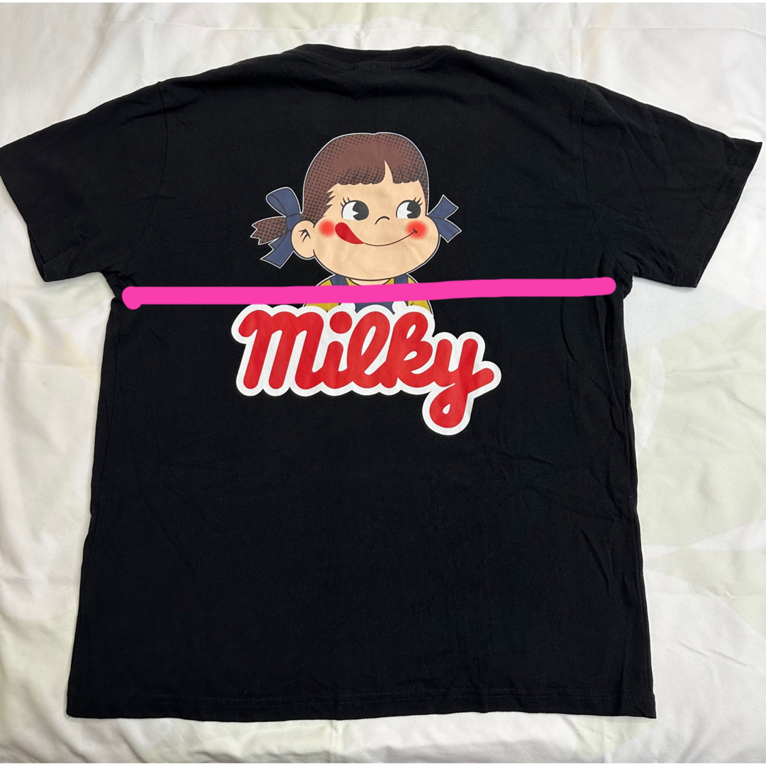 ペコちゃん　milky Tシャツ　メンズ　レディース　ブラック メンズのトップス(Tシャツ/カットソー(半袖/袖なし))の商品写真