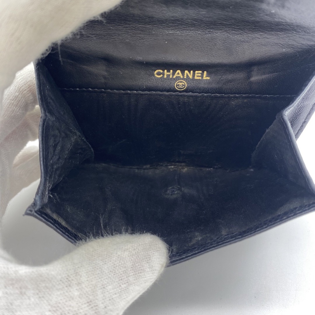 シャネル CHANEL 二つ折り財布 COCOマーク キャビアスキン ブラック